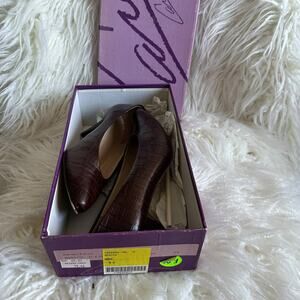 Vintage Caressa Italy Brown Snake Skin Pumps Heels Size 7.5 Wide